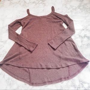 Cold Shoulder Waffle Knit Top